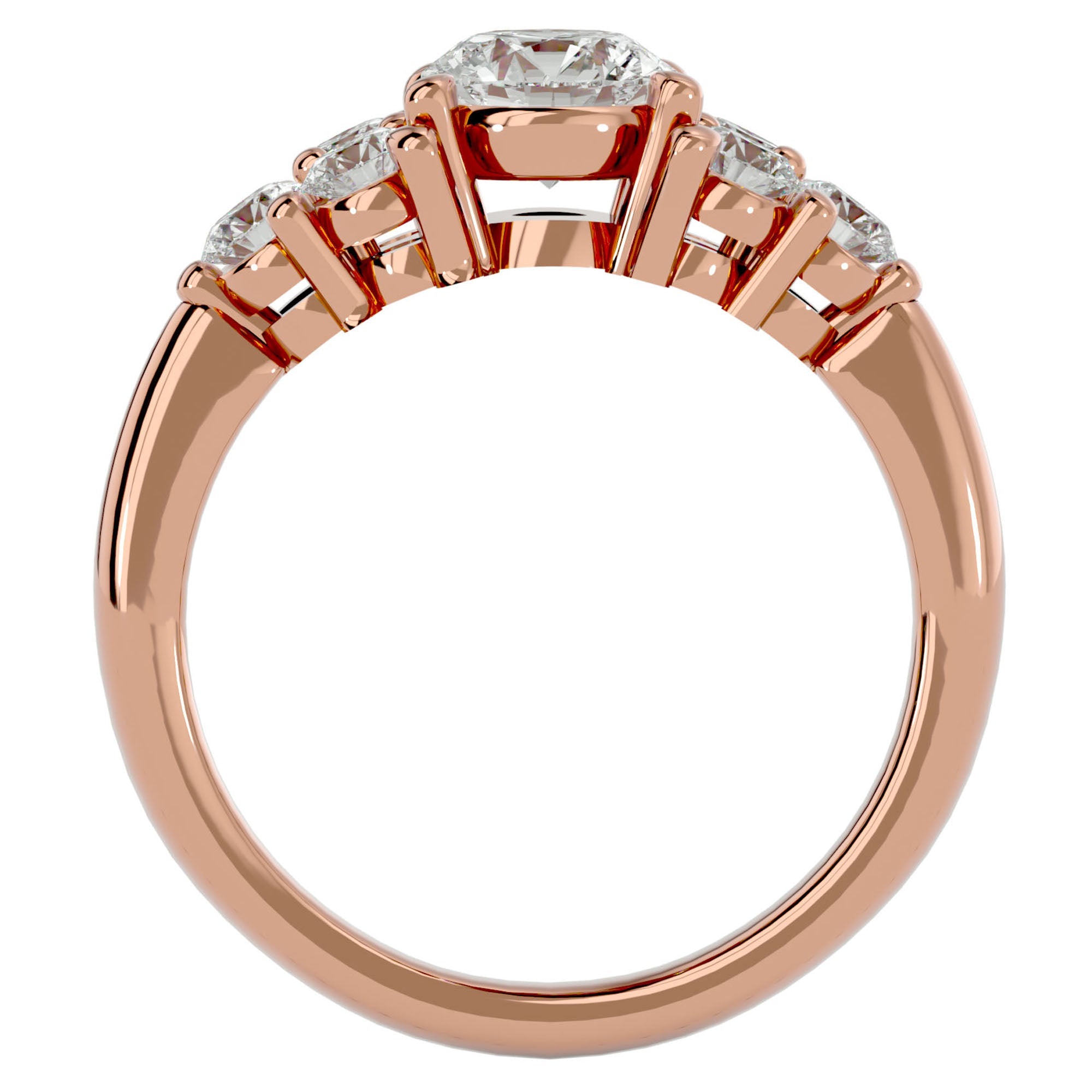 Inel de Logodnă din Aur 14k cu Trio de Diamante Create în Laborator Solitaire Etern de 1.75 ct din 14k Aur Roz - Castelo.ro