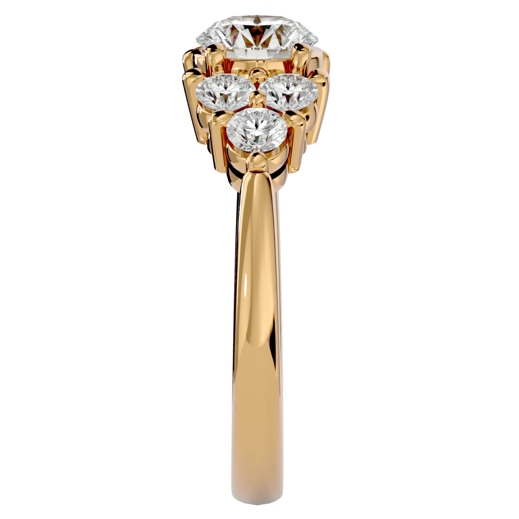 Inel de Logodnă din Aur 14k cu Trio de Diamante Create în Laborator Solitaire Etern de 1.75 ct din 14k Aur Galben - Castelo.ro