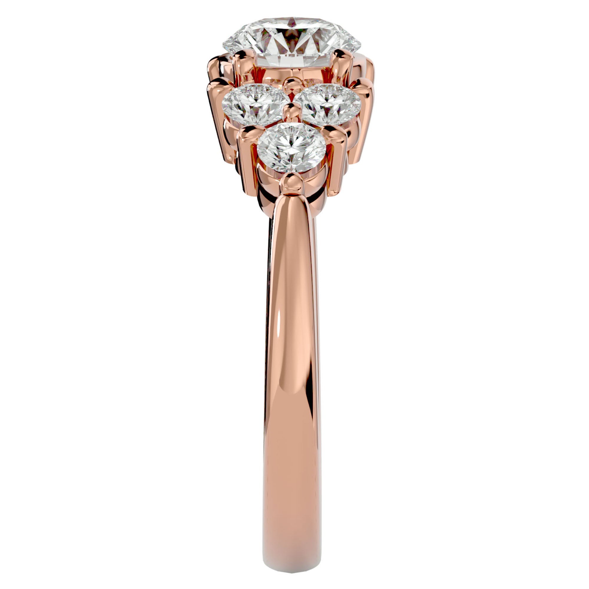 Inel de Logodnă din Aur 14k cu Trio de Diamante Create în Laborator Solitaire Etern de 1.75 ct din 14k Aur Roz - Castelo.ro