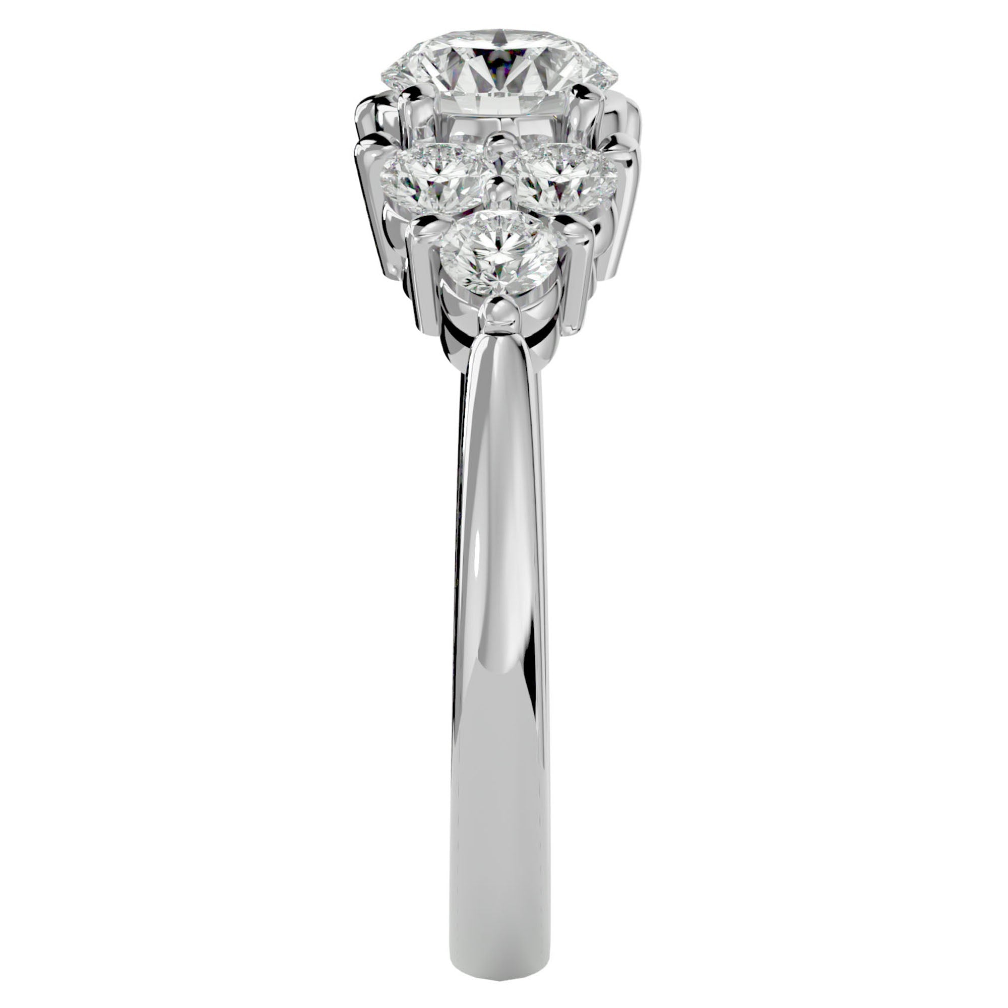 Inel de Logodnă din Aur 14k cu Trio de Diamante Create în Laborator Solitaire Etern de 1.75 ct din 14k Aur Alb - Castelo.ro