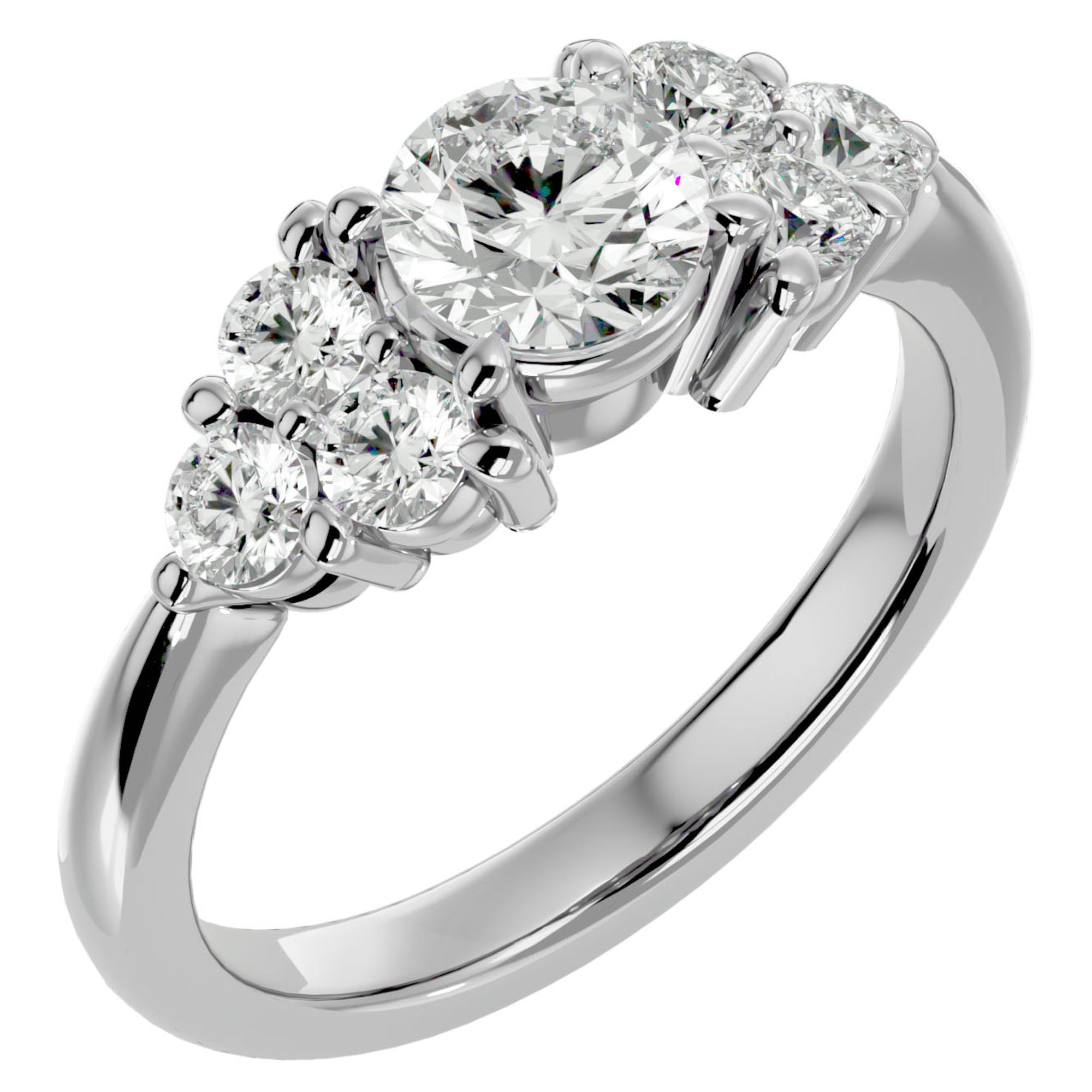 Inel de Logodnă din Aur 14k cu Trio de Diamante Create în Laborator Solitaire Etern de 1.75 ct din 14k Aur Alb - Castelo.ro