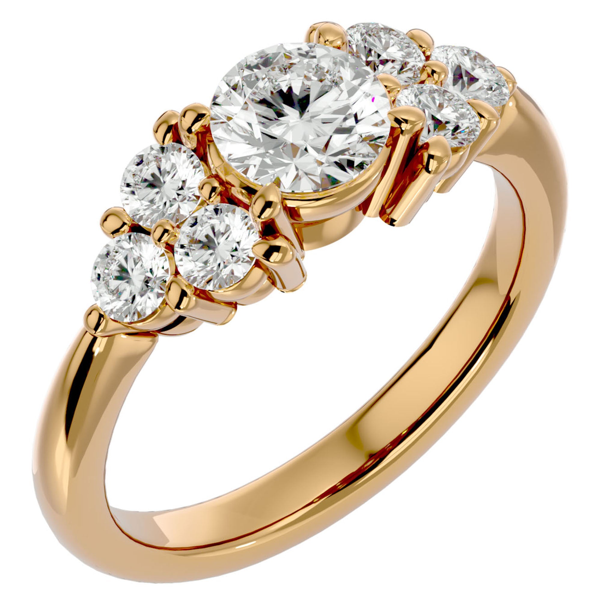 Inel de Logodnă din Aur 14k cu Trio de Diamante Create în Laborator Solitaire Etern de 1.75 ct din 14k Aur Galben - Castelo.ro