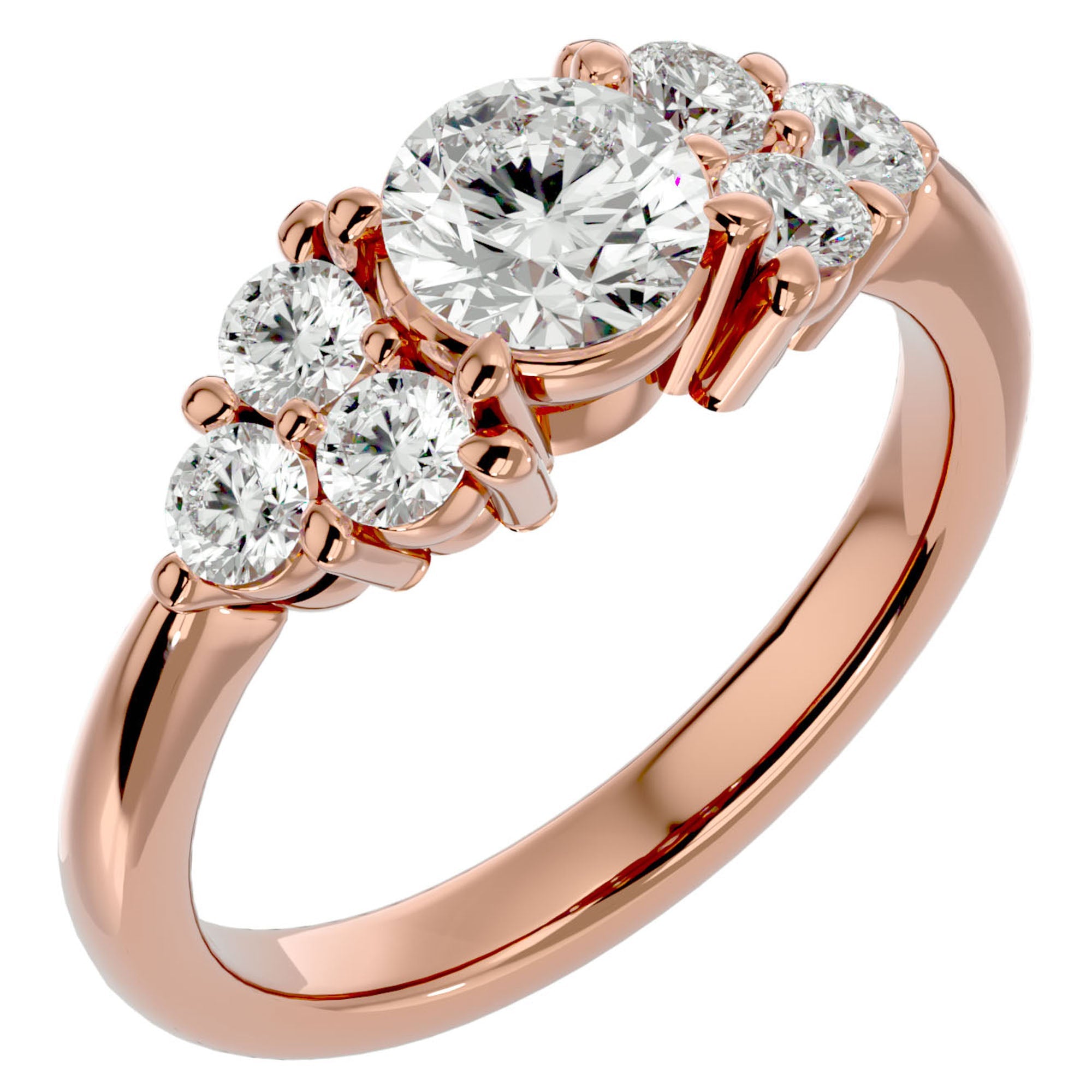Inel de Logodnă din Aur 14k cu Trio de Diamante Create în Laborator Solitaire Etern de 1.75 ct din 14k Aur Roz - Castelo.ro