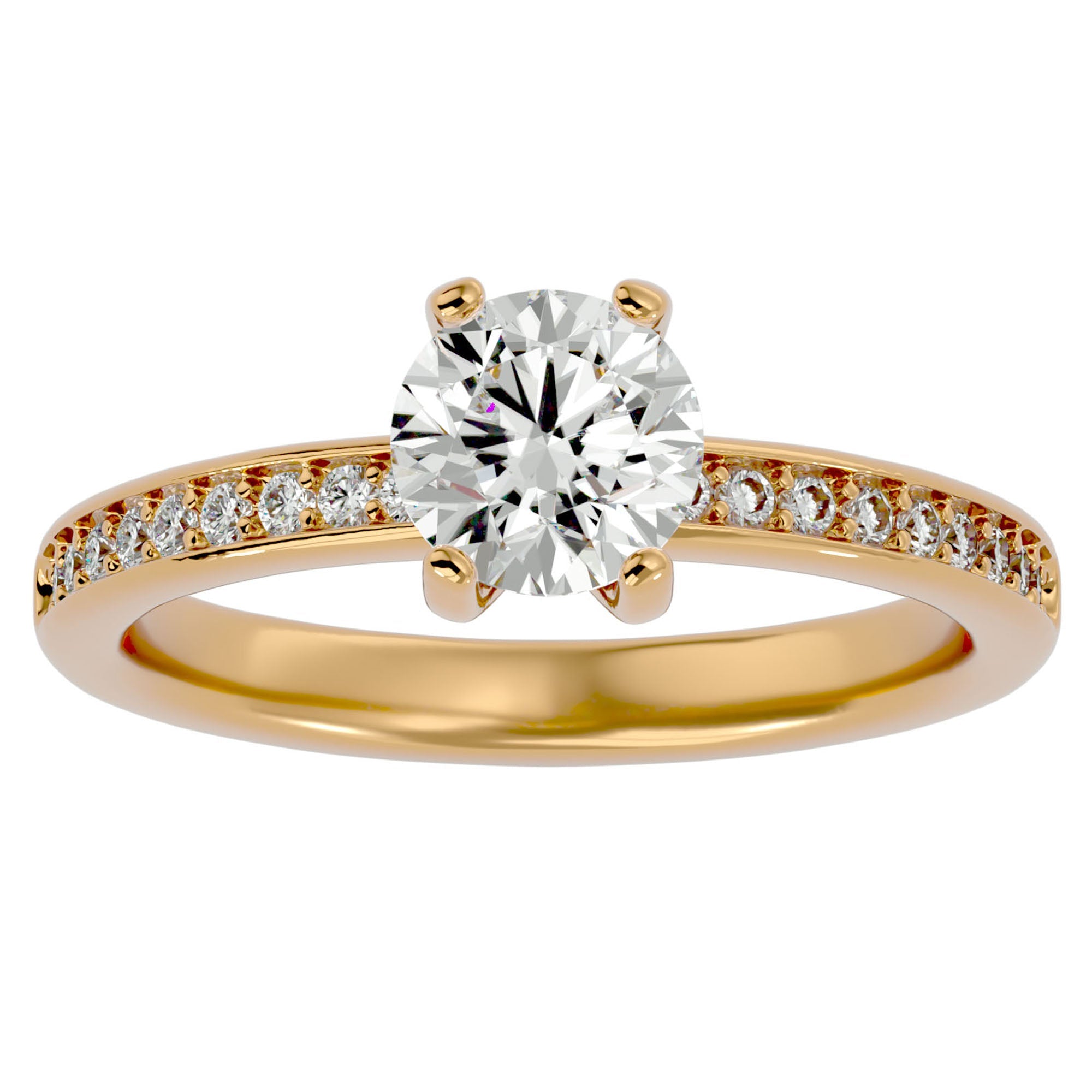 Inel de Logodnă din Aur 14k cu Diamante Create în Laborator Solitaire Etern Pavé de 1.47 ct din 14k Aur Galben - Castelo.ro