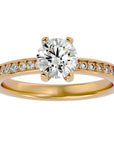 Inel de Logodnă din Aur 14k cu Diamante Create în Laborator Solitaire Etern Pavé de 1.47 ct din 14k Aur Galben - Castelo.ro