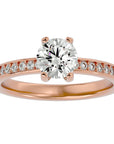 Inel de Logodnă din Aur 14k cu Diamante Create în Laborator Solitaire Etern Pavé de 1.47 ct din 14k Aur Roz - Castelo.ro
