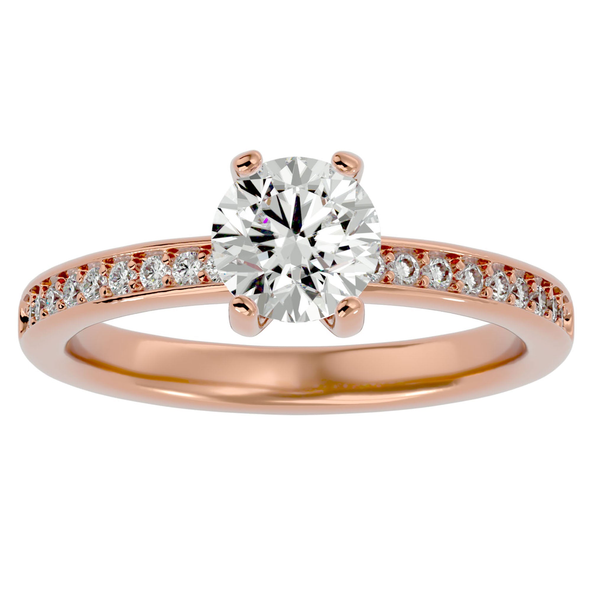 Inel de Logodnă din Aur 14k cu Diamante Naturale Solitaire Etern Pavé de 1.47 ct din 14k Aur Roz - Castelo.ro