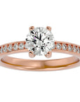 Inel de Logodnă cu Diamante Create în Laborator Solitaire Etern Pavé de 1.47 ct din 18k Aur Roz - Castelo.ro