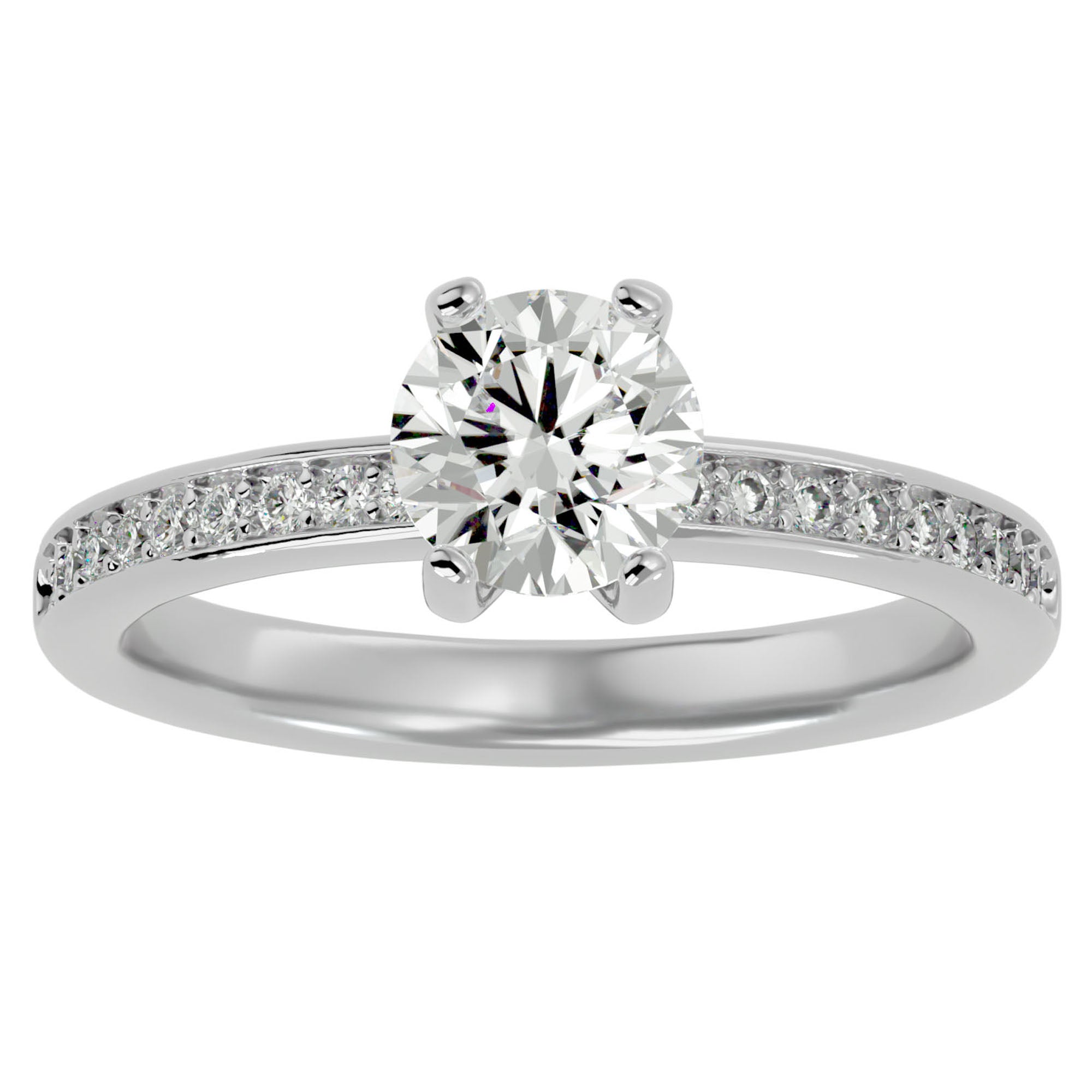 Inel de Logodnă din Aur 14k cu Diamante Naturale Solitaire Etern Pavé de 1.47 ct din 14k Aur Alb - Castelo.ro