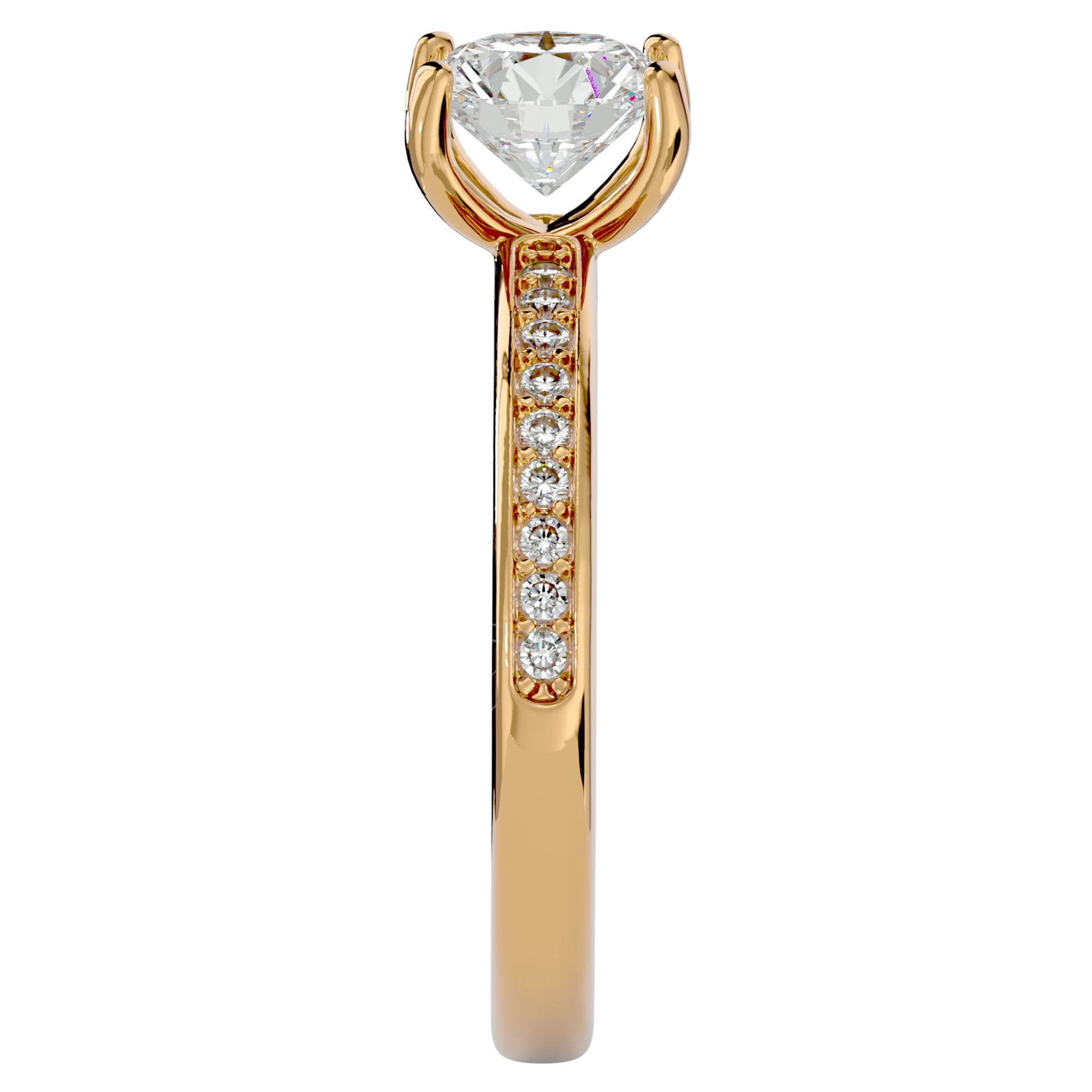 Inel de Logodnă din Aur 14k cu Diamante Create în Laborator Solitaire Etern Pavé de 1.47 ct din 14k Aur Galben - Castelo.ro