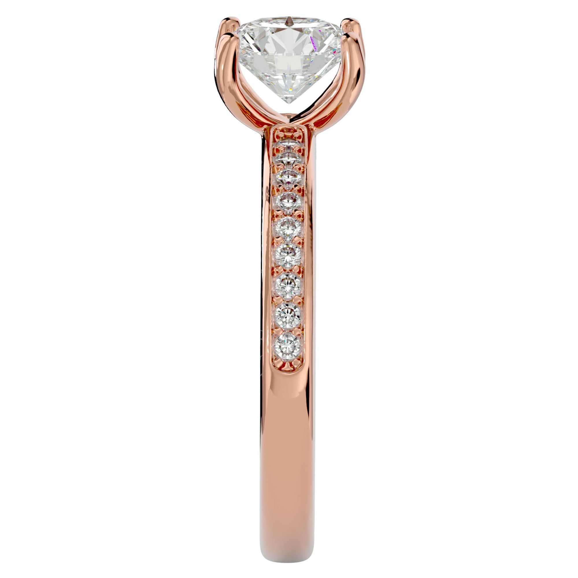 Inel de Logodnă din Aur 14k cu Diamante Naturale Solitaire Etern Pavé de 1.47 ct din 14k Aur Roz - Castelo.ro