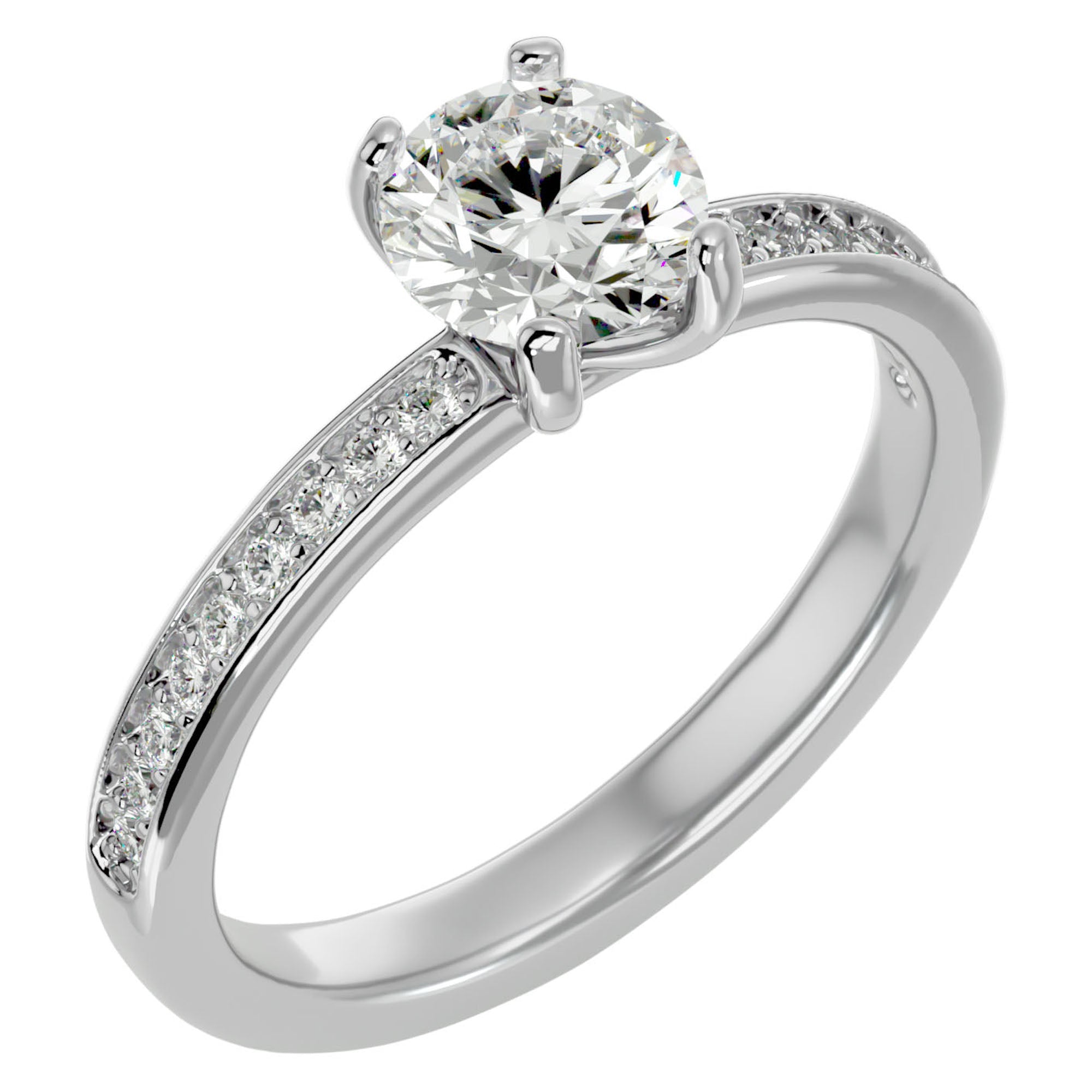 Inel de Logodnă din Aur 14k cu Diamante Naturale Solitaire Etern Pavé de 1.47 ct din 14k Aur Alb - Castelo.ro