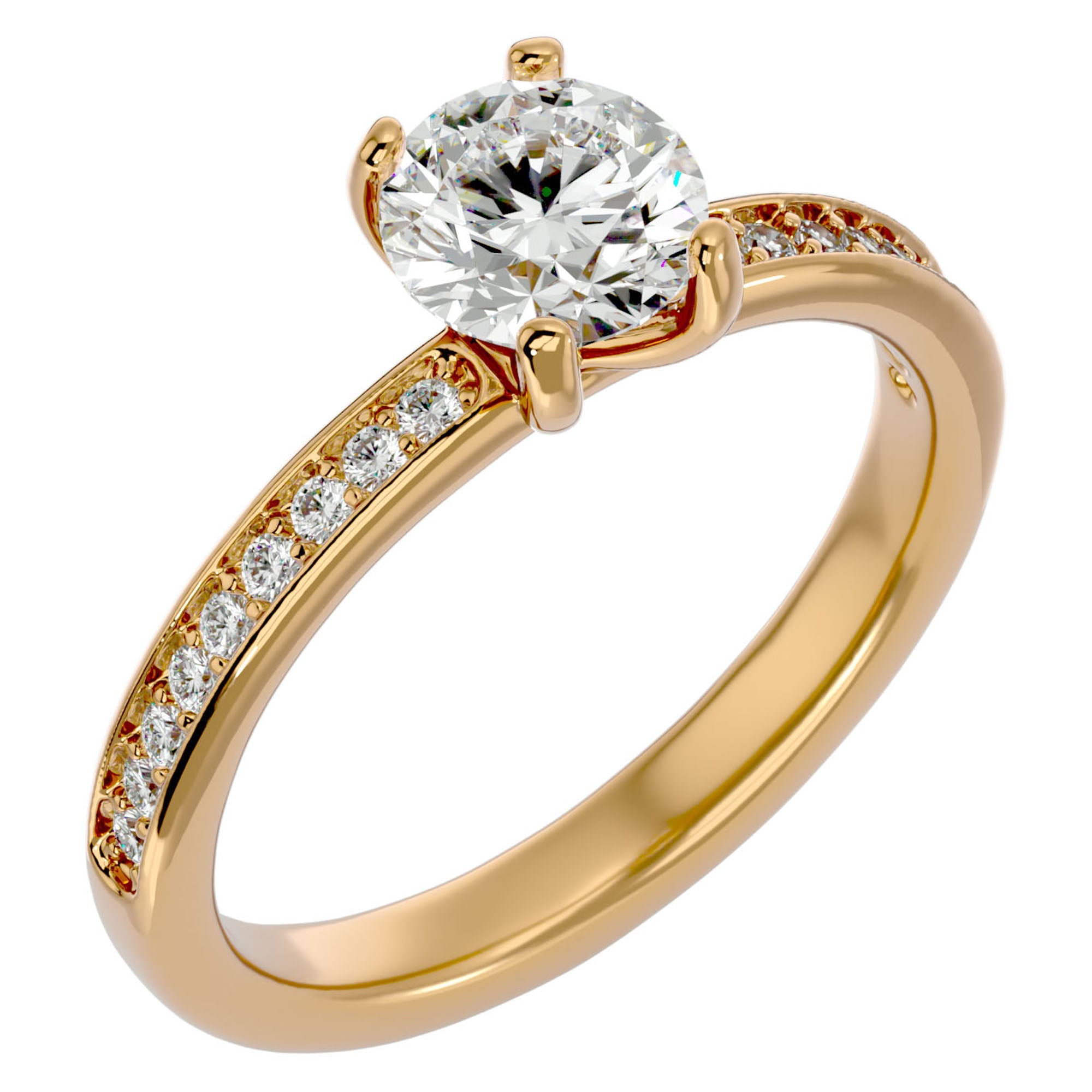 Inel de Logodnă din Aur 14k cu Diamante Naturale Solitaire Etern Pavé de 1.47 ct din 14k Aur Galben - Castelo.ro