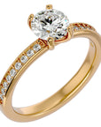 Inel de Logodnă cu Moissanite Solitaire Etern Pavé de 1.47 ct din 18k Aur Galben - Castelo.ro