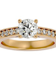 Inel de Logodnă cu Moissanite Solitaire Etern Pavé de 0.95 ct din 18k Aur Galben - Castelo.ro