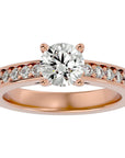 Inel de Logodnă din Aur 14k cu Diamante Create în Laborator Solitaire Etern Pavé de 0.95 ct din 14k Aur Roz - Castelo.ro