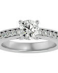 Inel de Logodnă din Aur 14k cu Diamante Create în Laborator Solitaire Etern Pavé de 0.95 ct din 14k Aur Alb - Castelo.ro