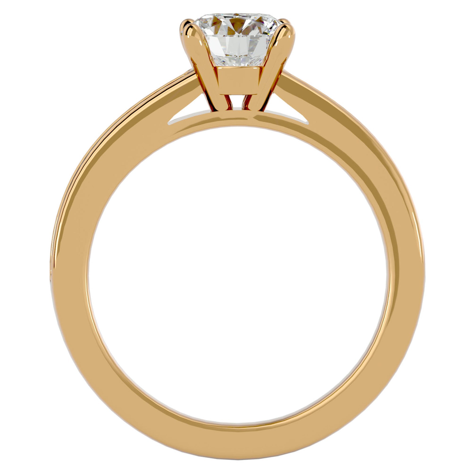 Inel de Logodnă din Aur 14k cu Diamante Create în Laborator Solitaire Etern Pavé de 0.95 ct din 14k Aur Galben - Castelo.ro