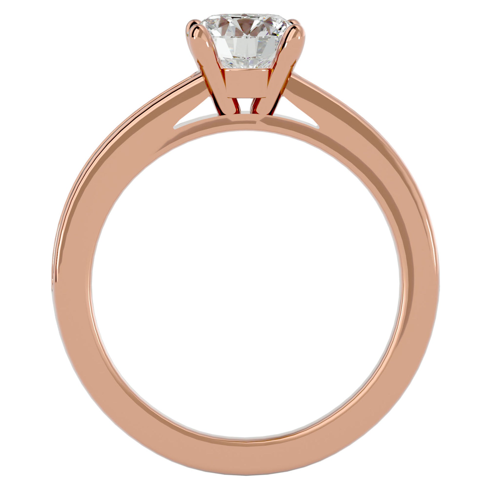 Inel de Logodnă din Aur 14k cu Diamante Create în Laborator Solitaire Etern Pavé de 0.95 ct din 14k Aur Roz - Castelo.ro