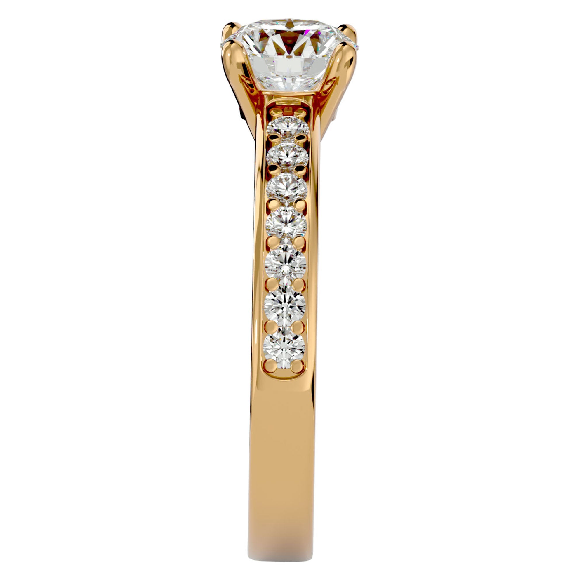 Inel de Logodnă din Aur 14k cu Diamante Create în Laborator Solitaire Etern Pavé de 0.95 ct din 14k Aur Galben - Castelo.ro