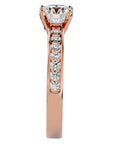 Inel de Logodnă din Aur 14k cu Moissanite Solitaire Etern Pavé de 0.95 ct din 14k Aur Roz - Castelo.ro
