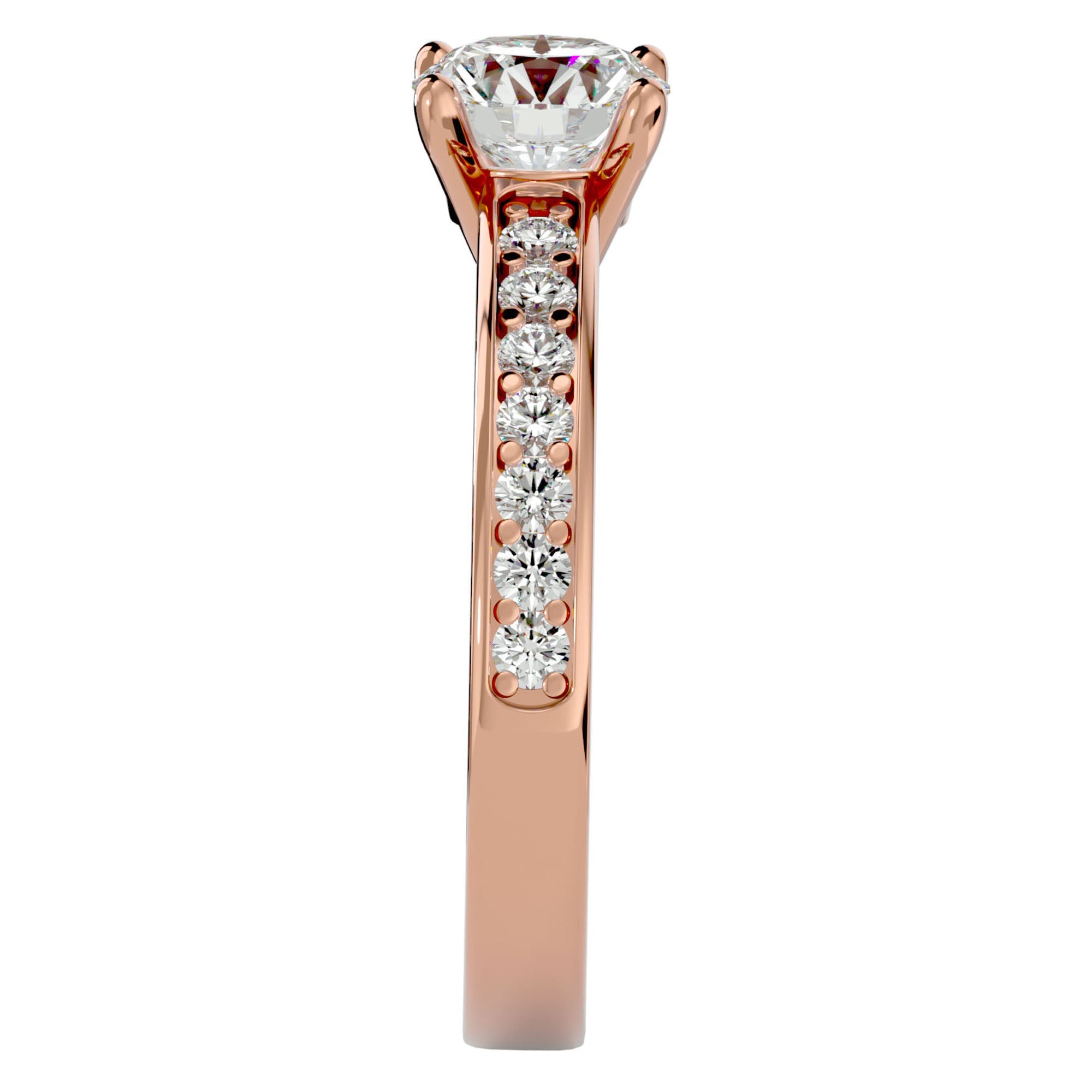 Inel de Logodnă din Aur 14k cu Diamante Create în Laborator Solitaire Etern Pavé de 0.95 ct din 14k Aur Roz - Castelo.ro