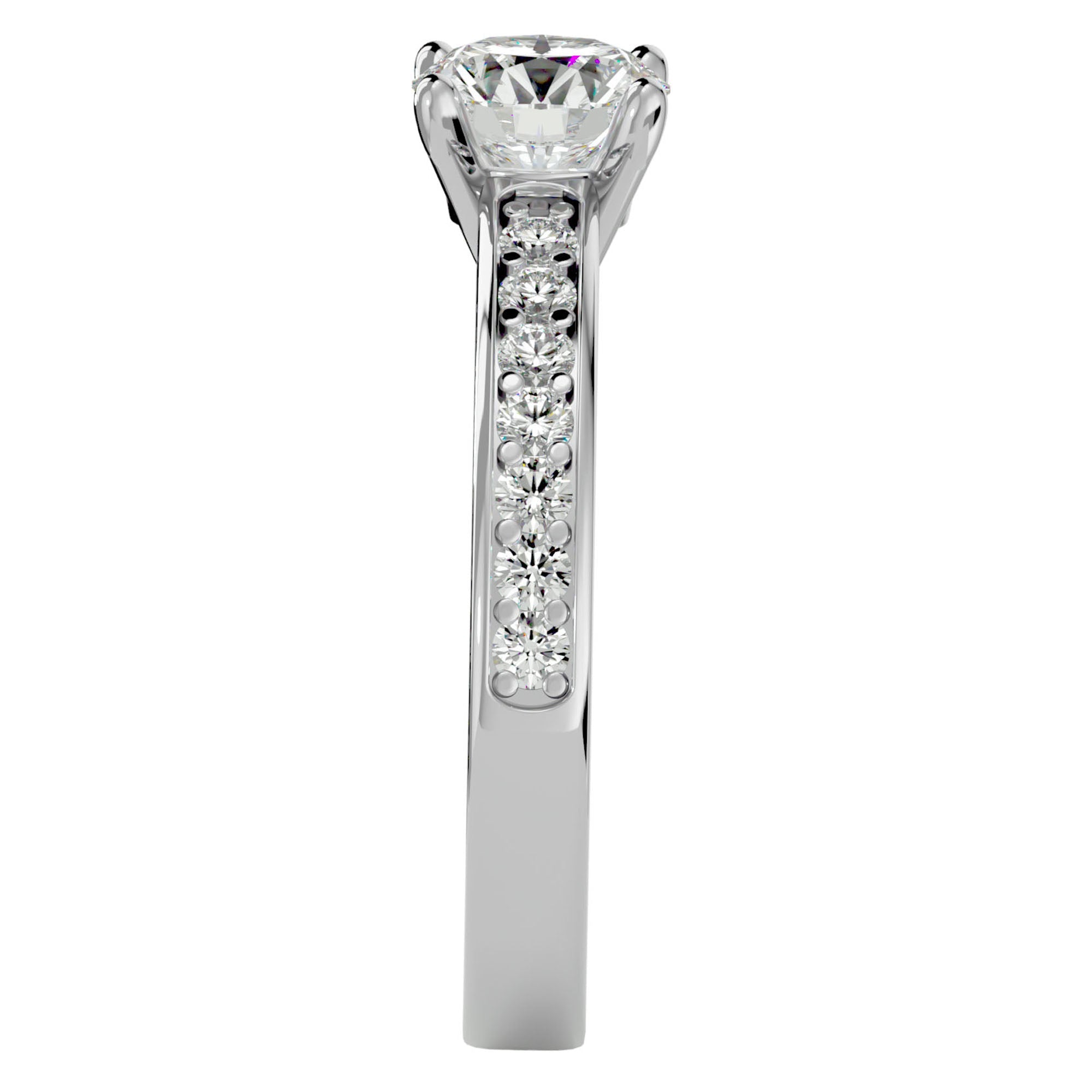 Inel de Logodnă din Aur 14k cu Diamante Create în Laborator Solitaire Etern Pavé de 0.95 ct din 14k Aur Alb - Castelo.ro