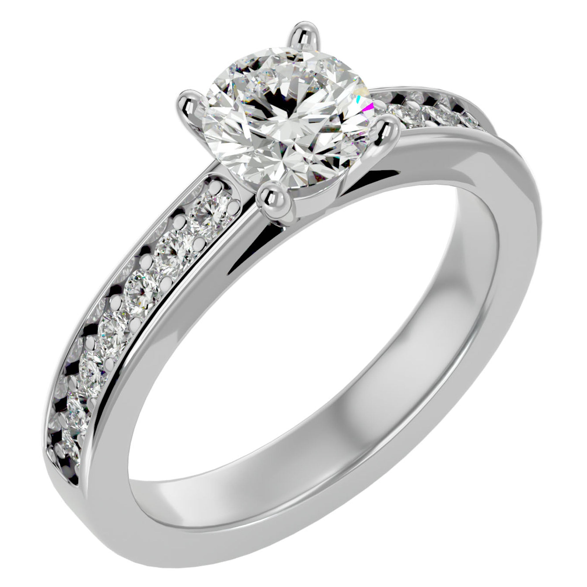 Inel de Logodnă cu Diamante Naturale Solitaire Etern Pavé de 0.95 ct din Platina - Castelo.ro