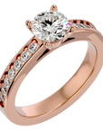 Inel de Logodnă din Aur 14k cu Diamante Create în Laborator Solitaire Etern Pavé de 0.95 ct din 14k Aur Roz - Castelo.ro