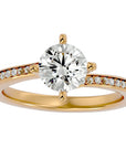 Inel de Logodnă din Aur 14k cu Diamante Create în Laborator Solitaire Etern Pavé de 1.15 ct din 14k Aur Galben - Castelo.ro
