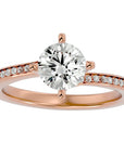 Inel de Logodnă din Aur 14k cu Diamante Create în Laborator Solitaire Etern Pavé de 1.15 ct din 14k Aur Roz - Castelo.ro