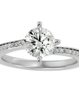 Inel de Logodnă din Aur 14k cu Diamante Create în Laborator Solitaire Etern Pavé de 1.15 ct din 14k Aur Alb - Castelo.ro