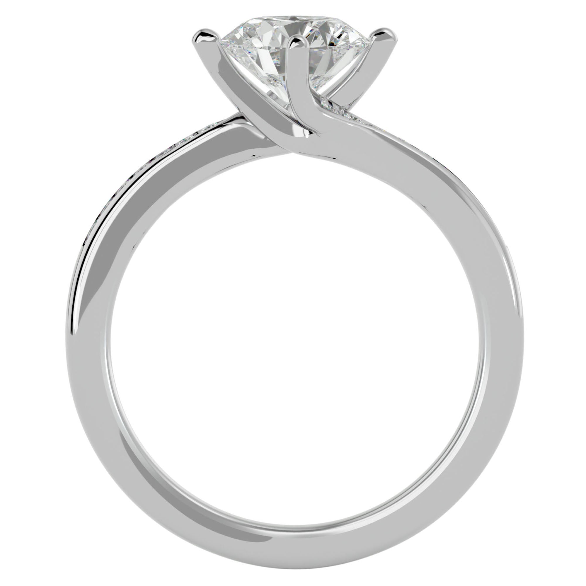 Inel de Logodnă din Aur 14k cu Diamante Naturale Solitaire Etern Pavé de 1.15 ct din 14k Aur Alb - Castelo.ro