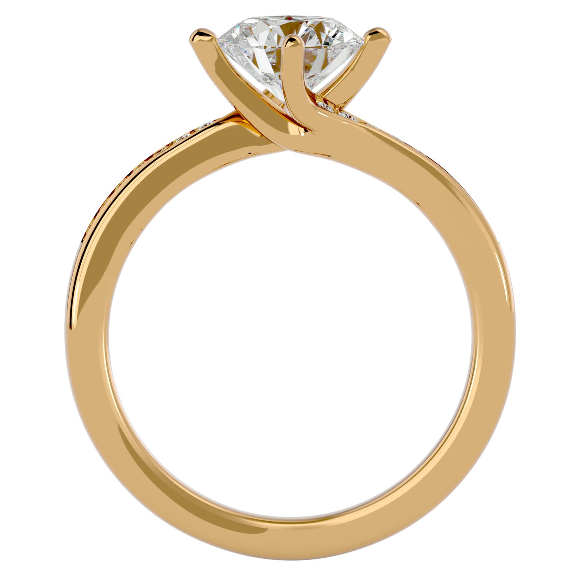Inel de Logodnă din Aur 14k cu Moissanite Solitaire Etern Pavé de 1.15 ct din 14k Aur Galben - Castelo.ro