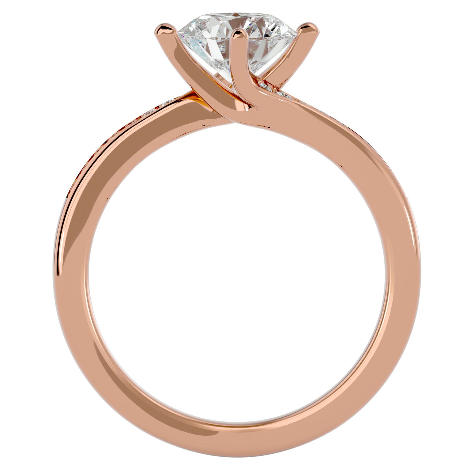 Inel de Logodnă din Aur 14k cu Diamante Create în Laborator Solitaire Etern Pavé de 1.15 ct din 14k Aur Roz - Castelo.ro