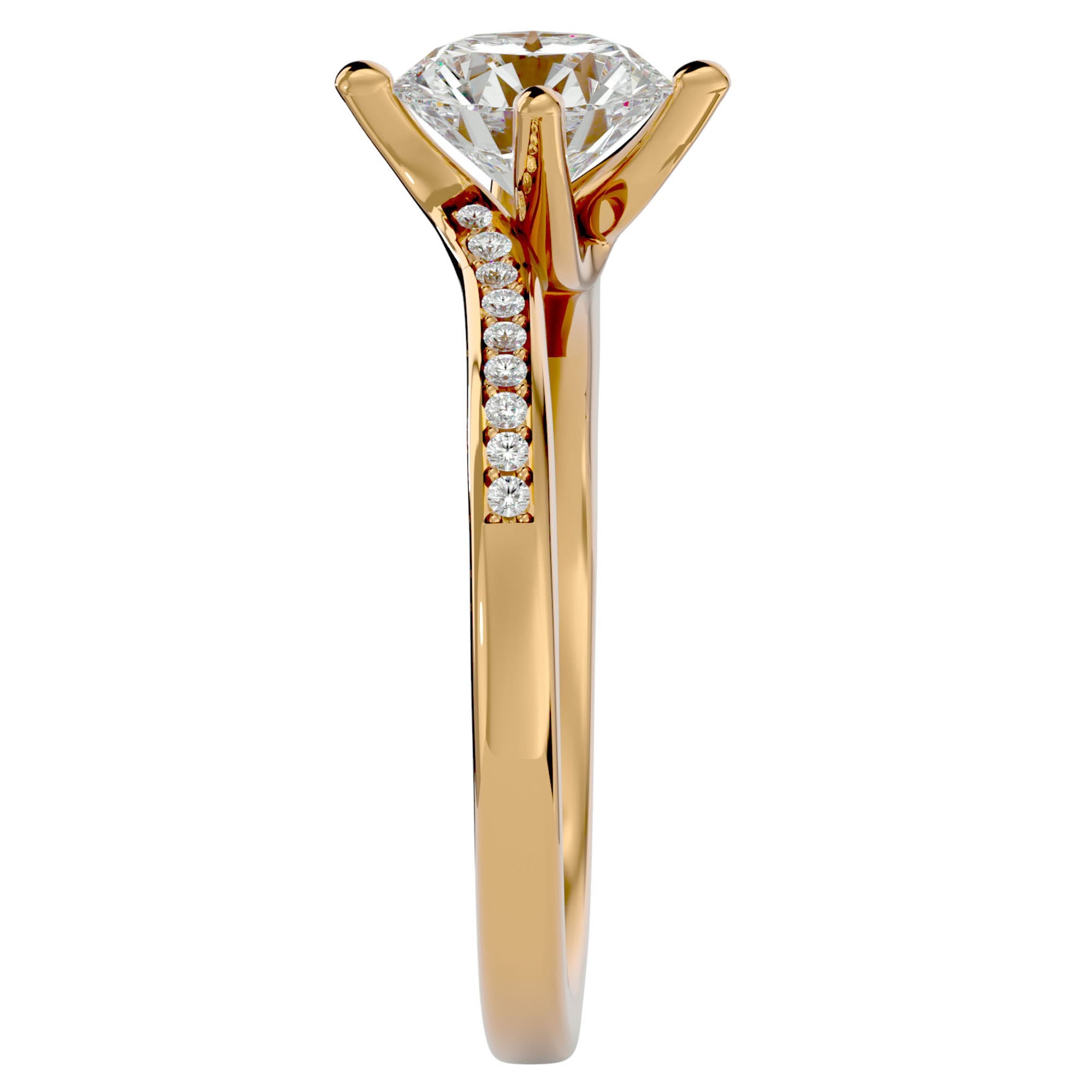 Inel de Logodnă din Aur 14k cu Diamante Create în Laborator Solitaire Etern Pavé de 1.15 ct din 14k Aur Galben - Castelo.ro