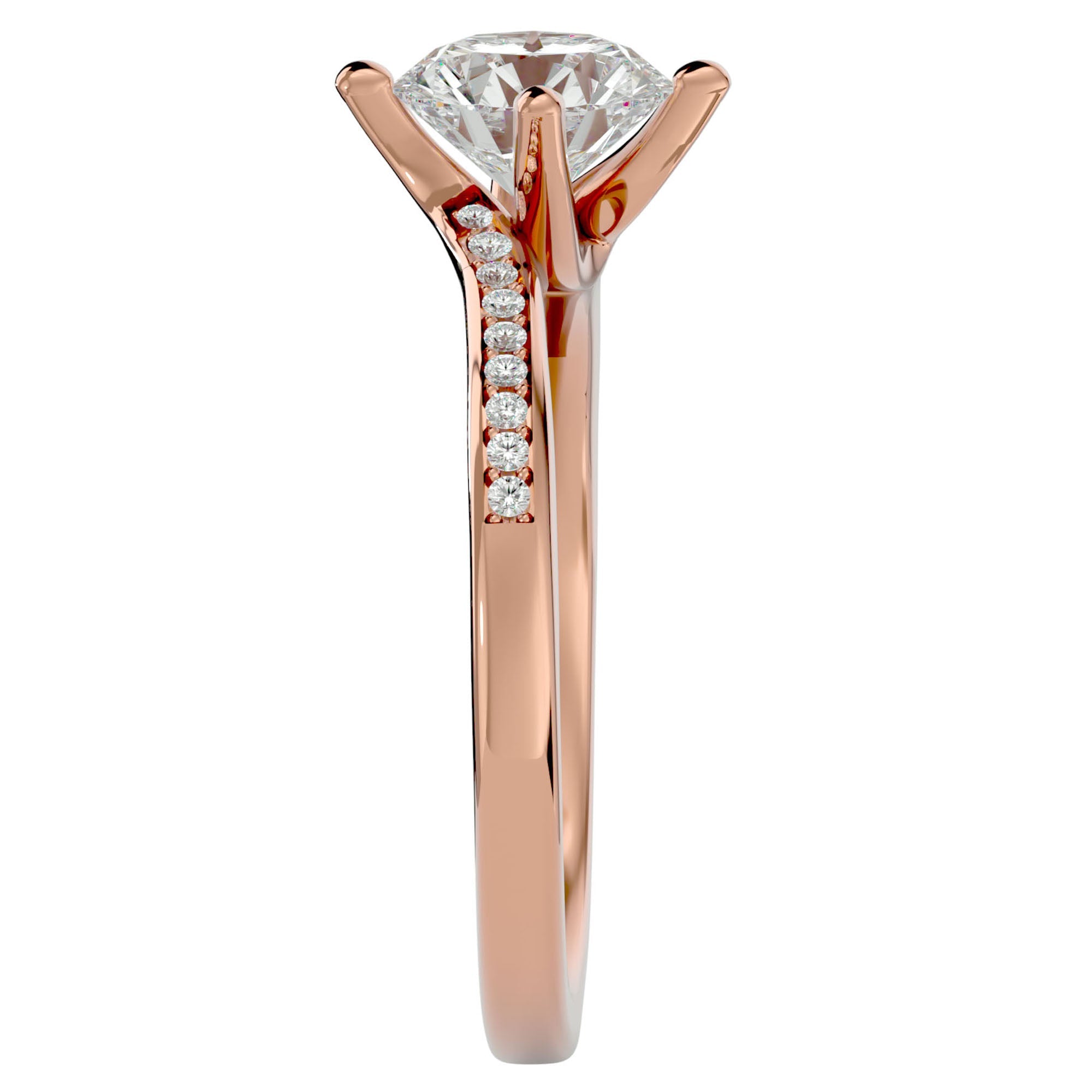 Inel de Logodnă din Aur 14k cu Moissanite Solitaire Etern Pavé de 1.15 ct din 14k Aur Roz - Castelo.ro