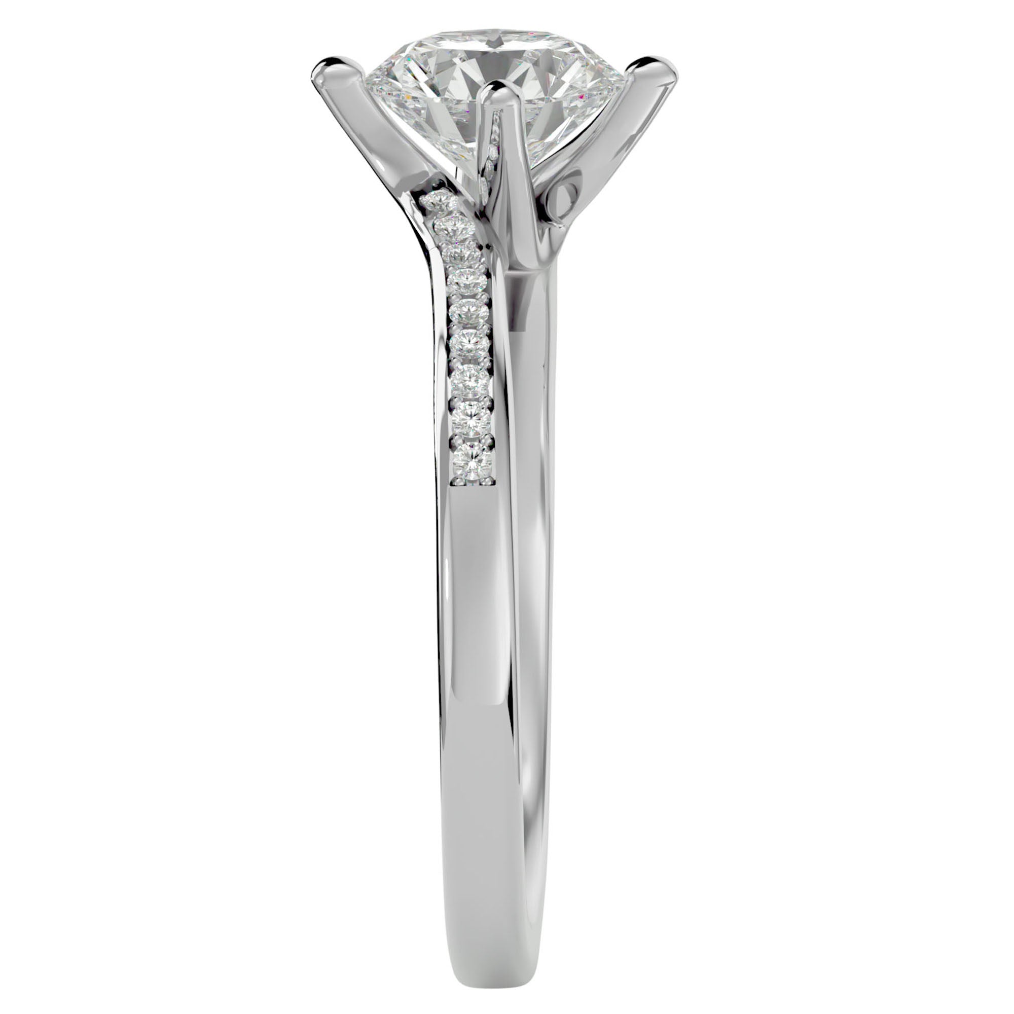 Inel de Logodnă din Aur 14k cu Diamante Create în Laborator Solitaire Etern Pavé de 1.15 ct din 14k Aur Alb - Castelo.ro