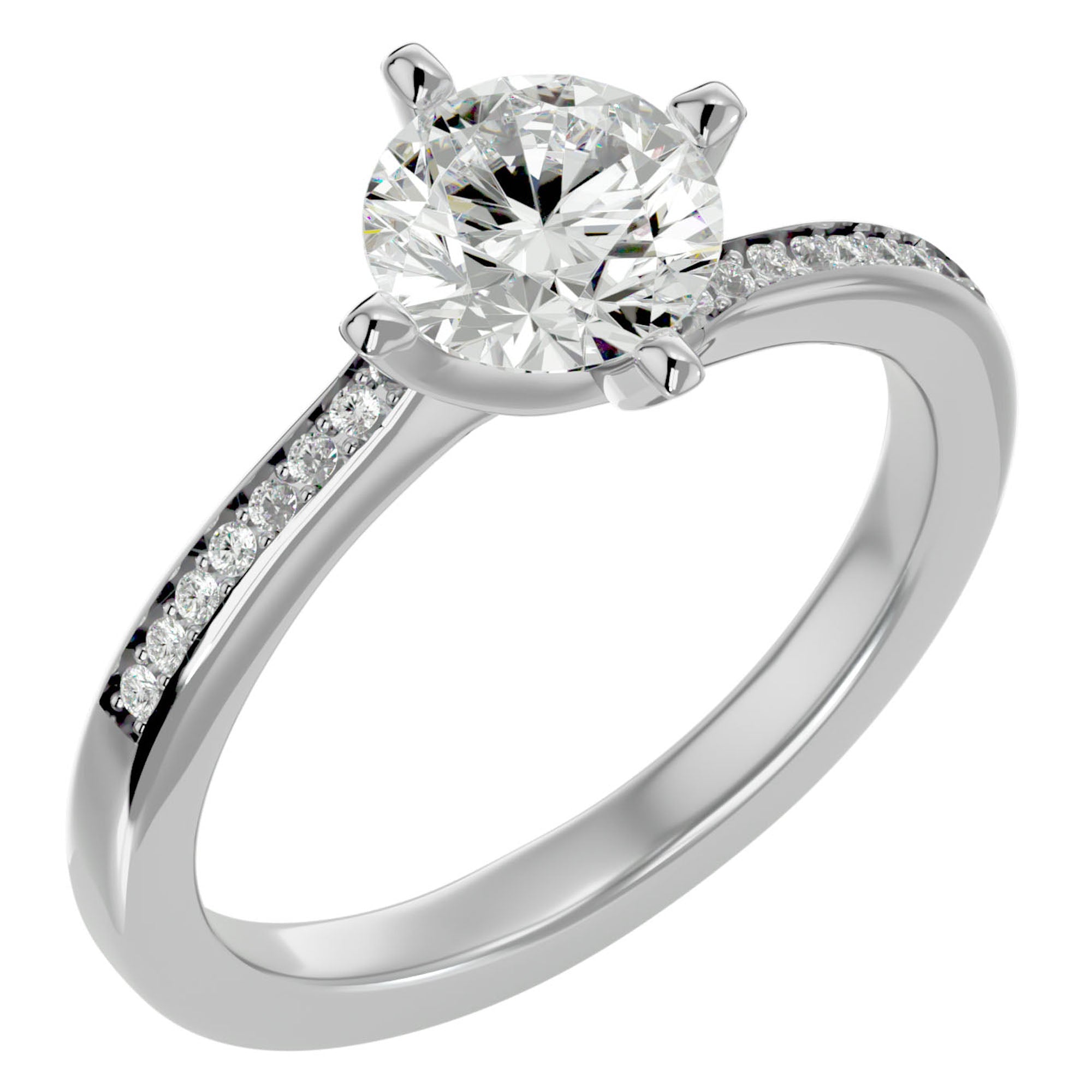 Inel de Logodnă din Aur 14k cu Diamante Create în Laborator Solitaire Etern Pavé de 1.15 ct din 14k Aur Alb - Castelo.ro