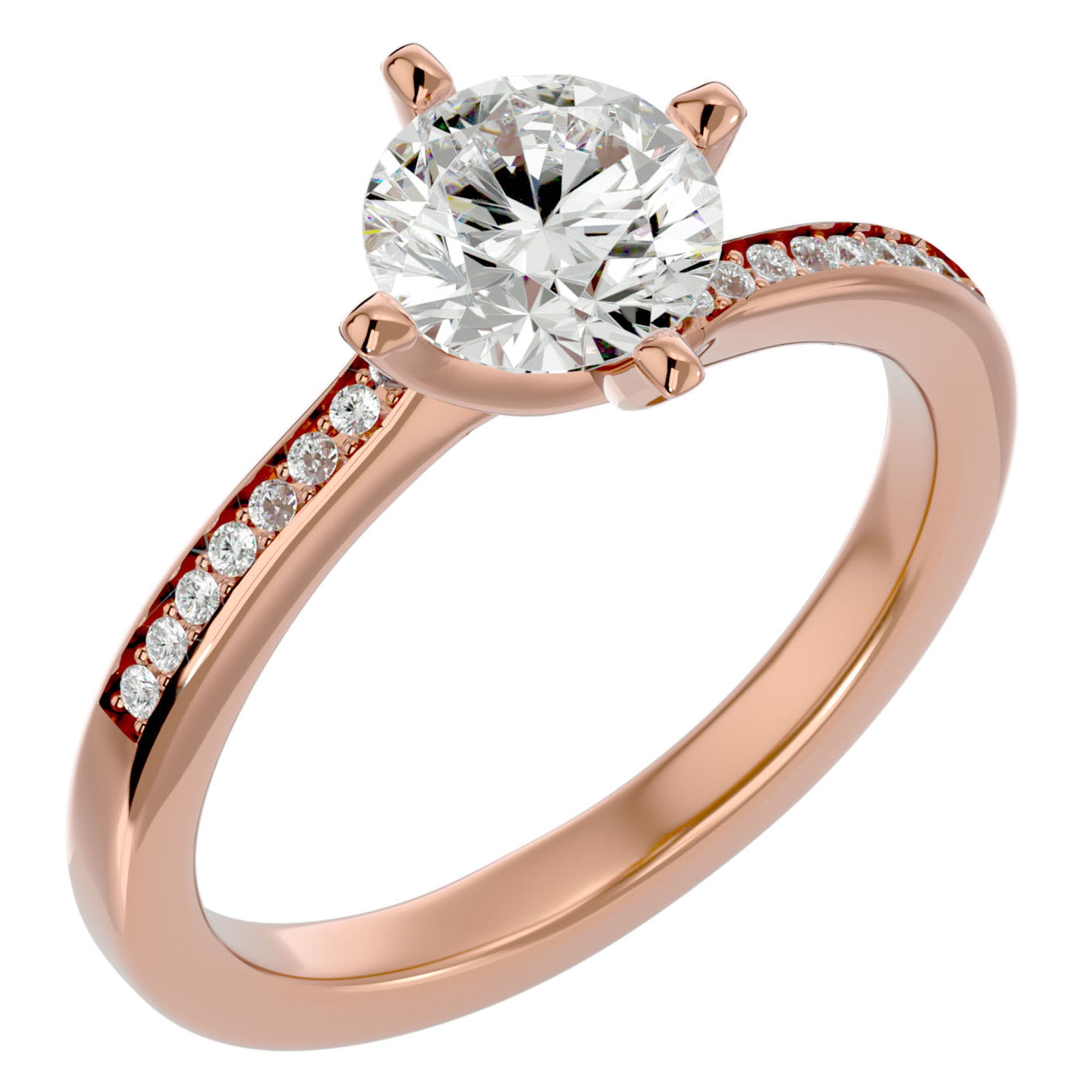Inel de Logodnă din Aur 14k cu Diamante Create în Laborator Solitaire Etern Pavé de 1.15 ct din 14k Aur Roz - Castelo.ro