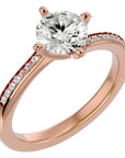 Inel de Logodnă din Aur 14k cu Diamante Create în Laborator Solitaire Etern Pavé de 1.15 ct din 14k Aur Roz - Castelo.ro