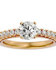 Inel de Logodnă din Aur 14k cu Diamante Create în Laborator Solitaire Etern Pavé de 1.12 ct din 14k Aur Galben - Castelo.ro