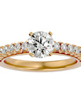 Inel de Logodnă cu Moissanite Solitaire Etern Pavé de 1.12 ct din 18k Aur Galben - Castelo.ro