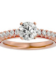 Inel de Logodnă din Aur 14k cu Moissanite Solitaire Etern Pavé de 1.12 ct din 14k Aur Roz - Castelo.ro