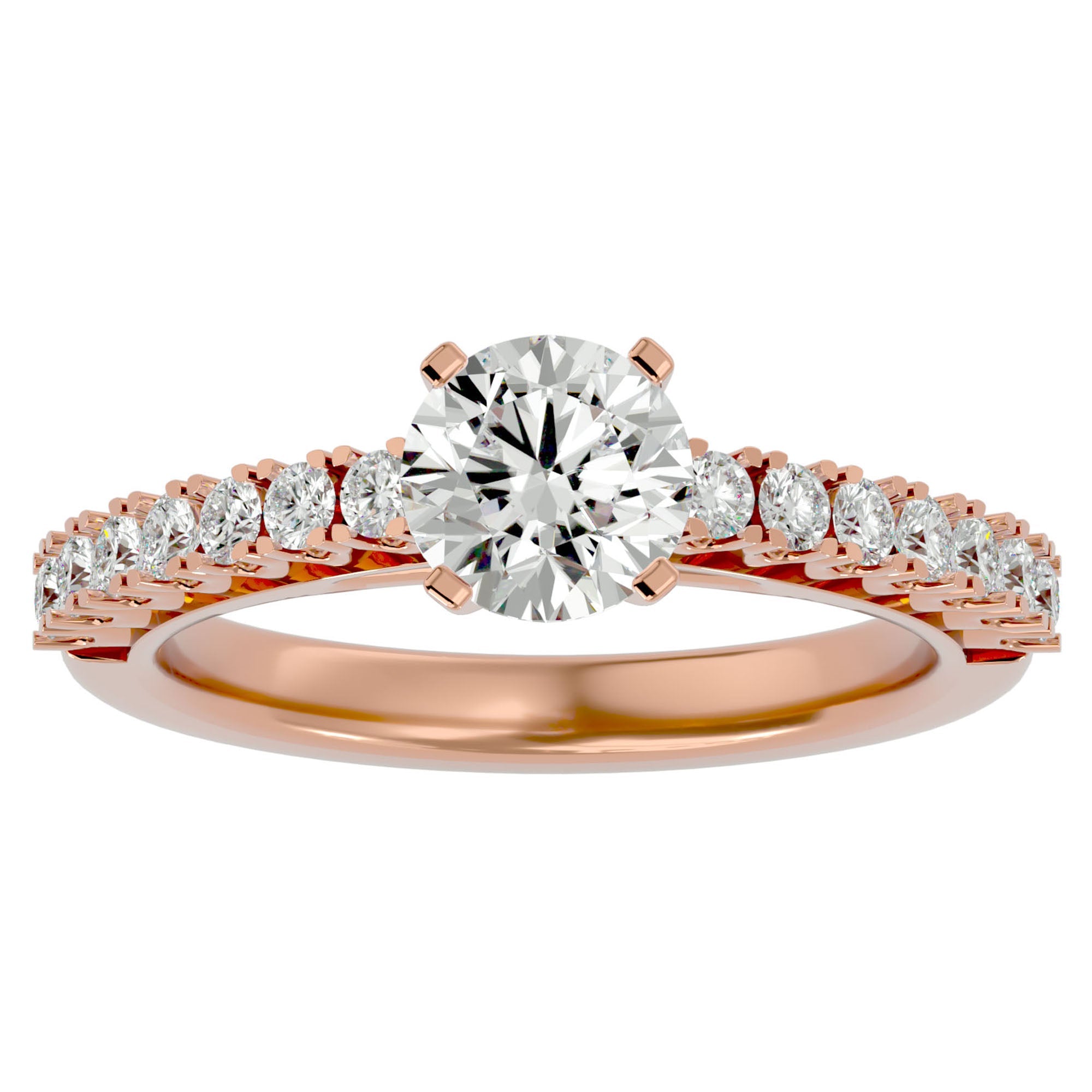 Inel de Logodnă din Aur 14k cu Diamante Naturale Solitaire Etern Pavé de 1.12 ct din 14k Aur Roz - Castelo.ro