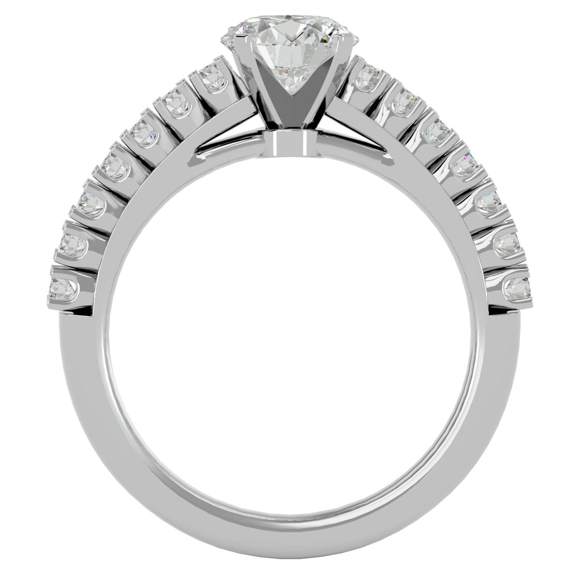 Inel de Logodnă din Aur 14k cu Diamante Naturale Solitaire Etern Pavé de 1.12 ct din 14k Aur Alb - Castelo.ro
