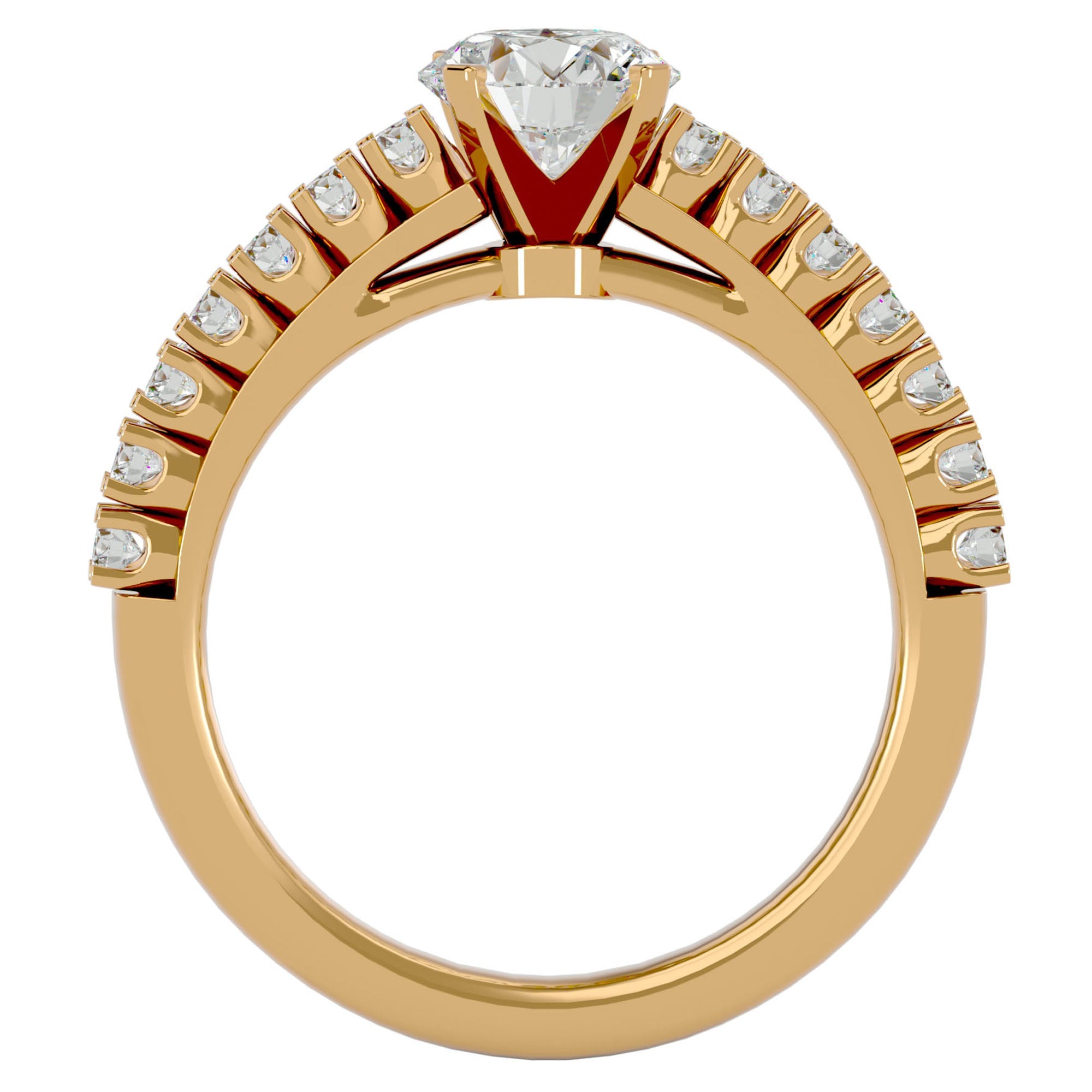 Inel de Logodnă din Aur 14k cu Diamante Naturale Solitaire Etern Pavé de 1.12 ct din 14k Aur Galben - Castelo.ro