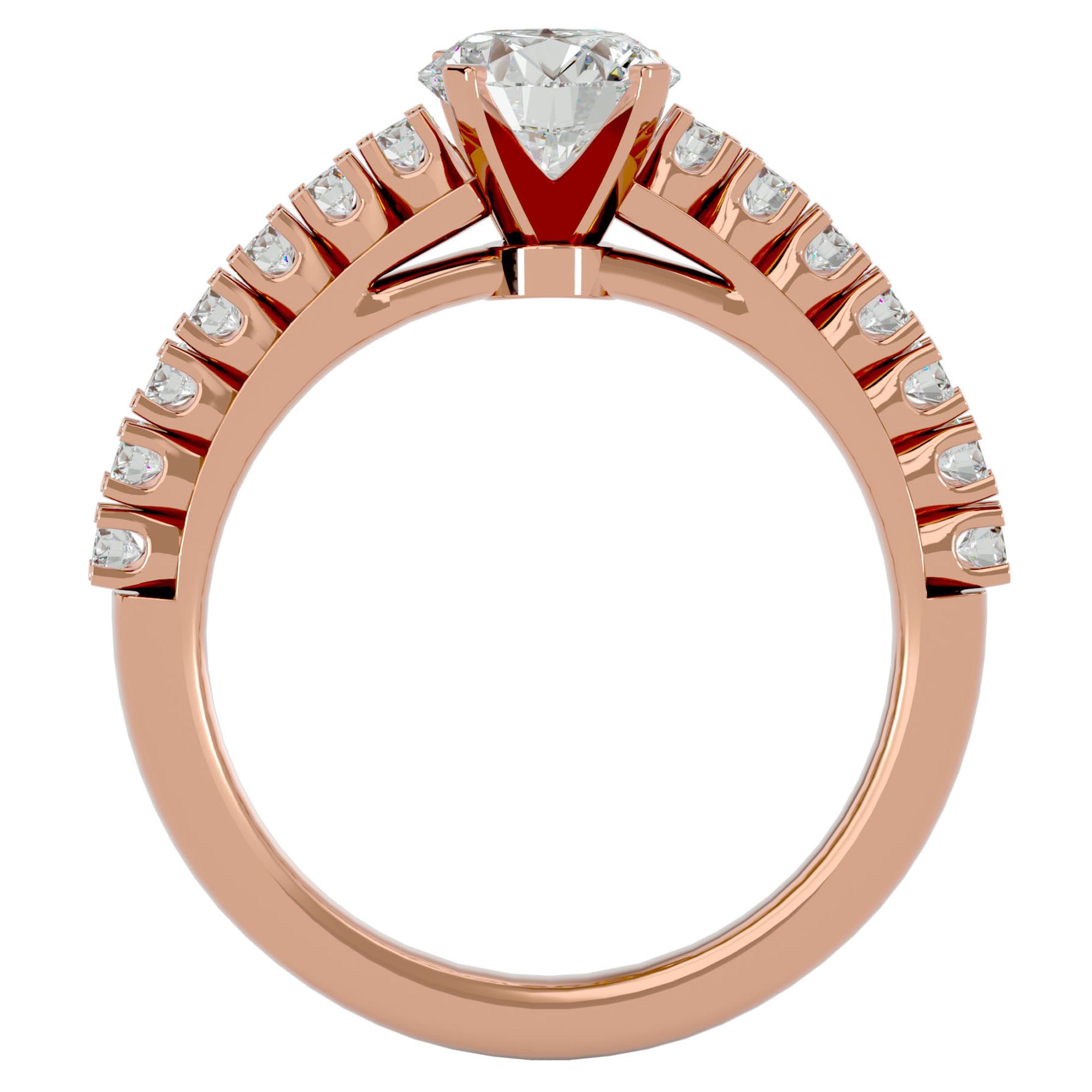 Inel de Logodnă din Aur 14k cu Diamante Create în Laborator Solitaire Etern Pavé de 1.12 ct din 14k Aur Roz - Castelo.ro