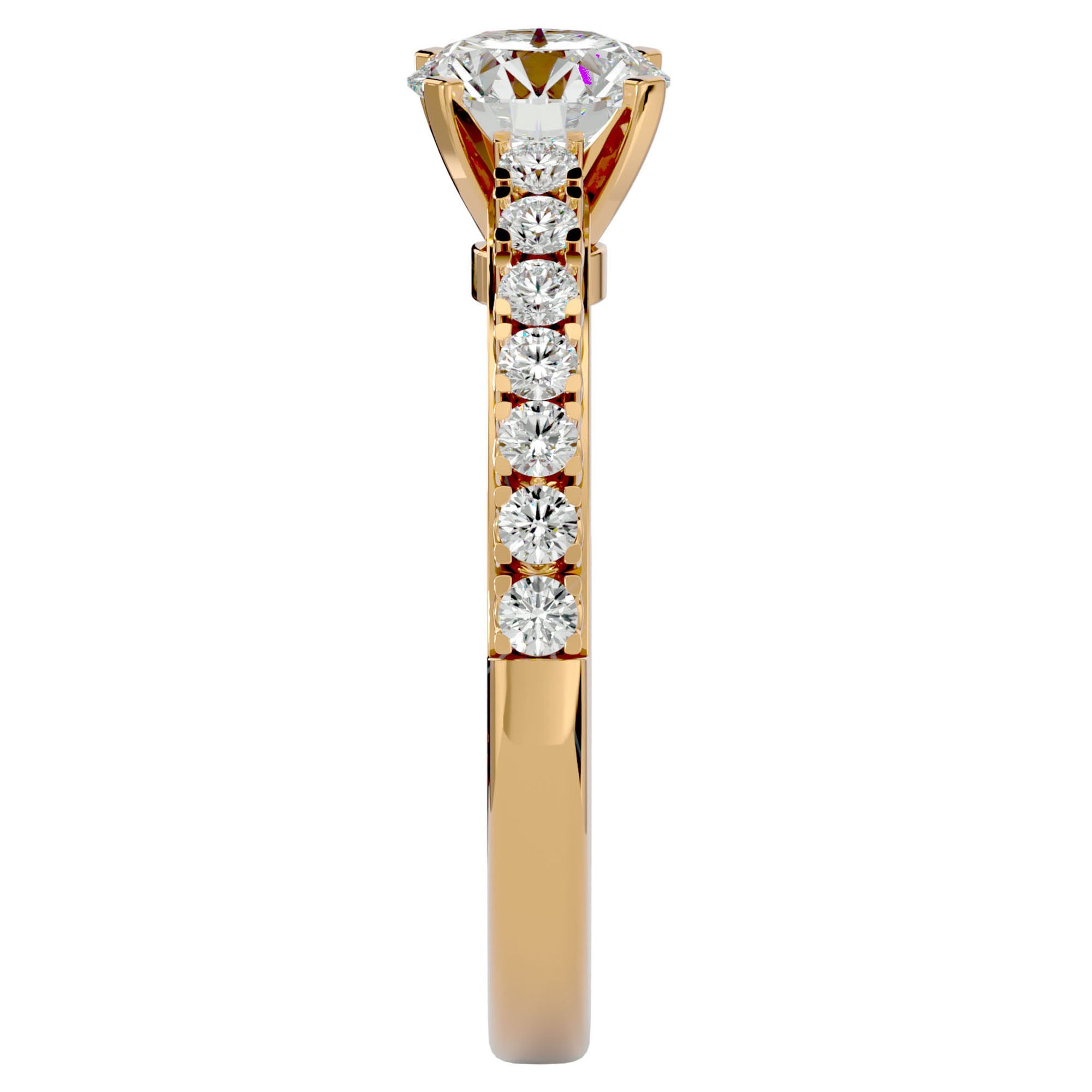 Inel de Logodnă din Aur 14k cu Diamante Naturale Solitaire Etern Pavé de 1.12 ct din 14k Aur Galben - Castelo.ro