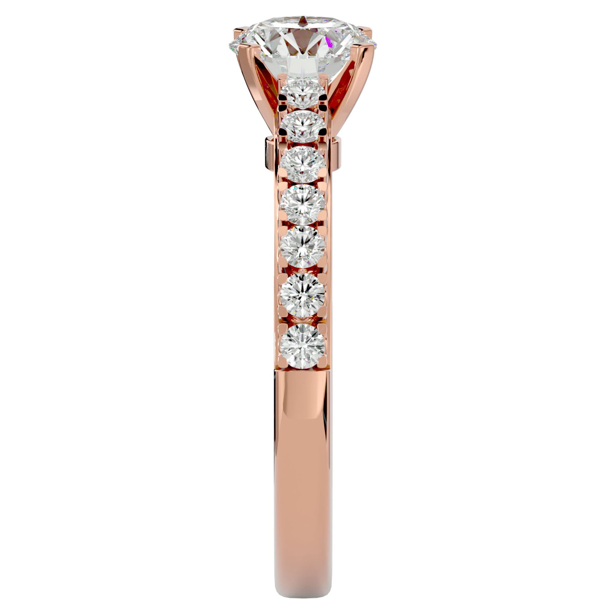 Inel de Logodnă din Aur 14k cu Diamante Naturale Solitaire Etern Pavé de 1.12 ct din 14k Aur Roz - Castelo.ro